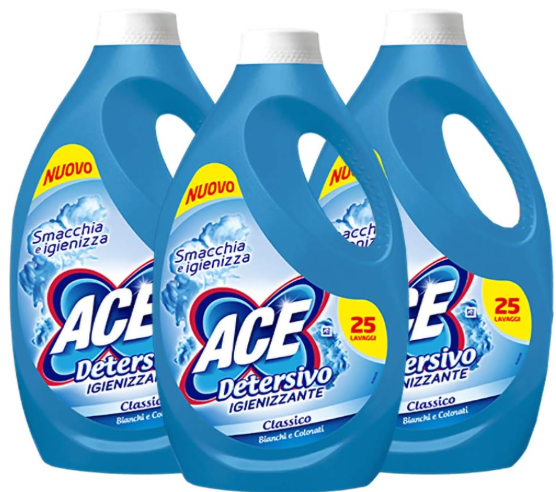 ACE  DETERSIVO LIQUIDO CLASSICO, IGIENIZZANTE 3 X 27 LAVAGGI